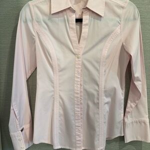 Express Pink Fitted Notched Collar Blouse
